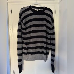 McQ Striped Black and Gray Men's Sweater